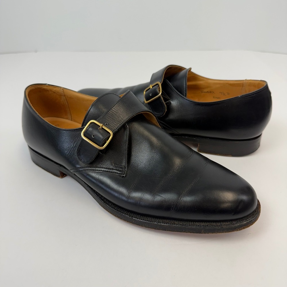 Brooks Brothers Peal & Co Mens Black Leather Monk Strap Shoes 9.5 D England